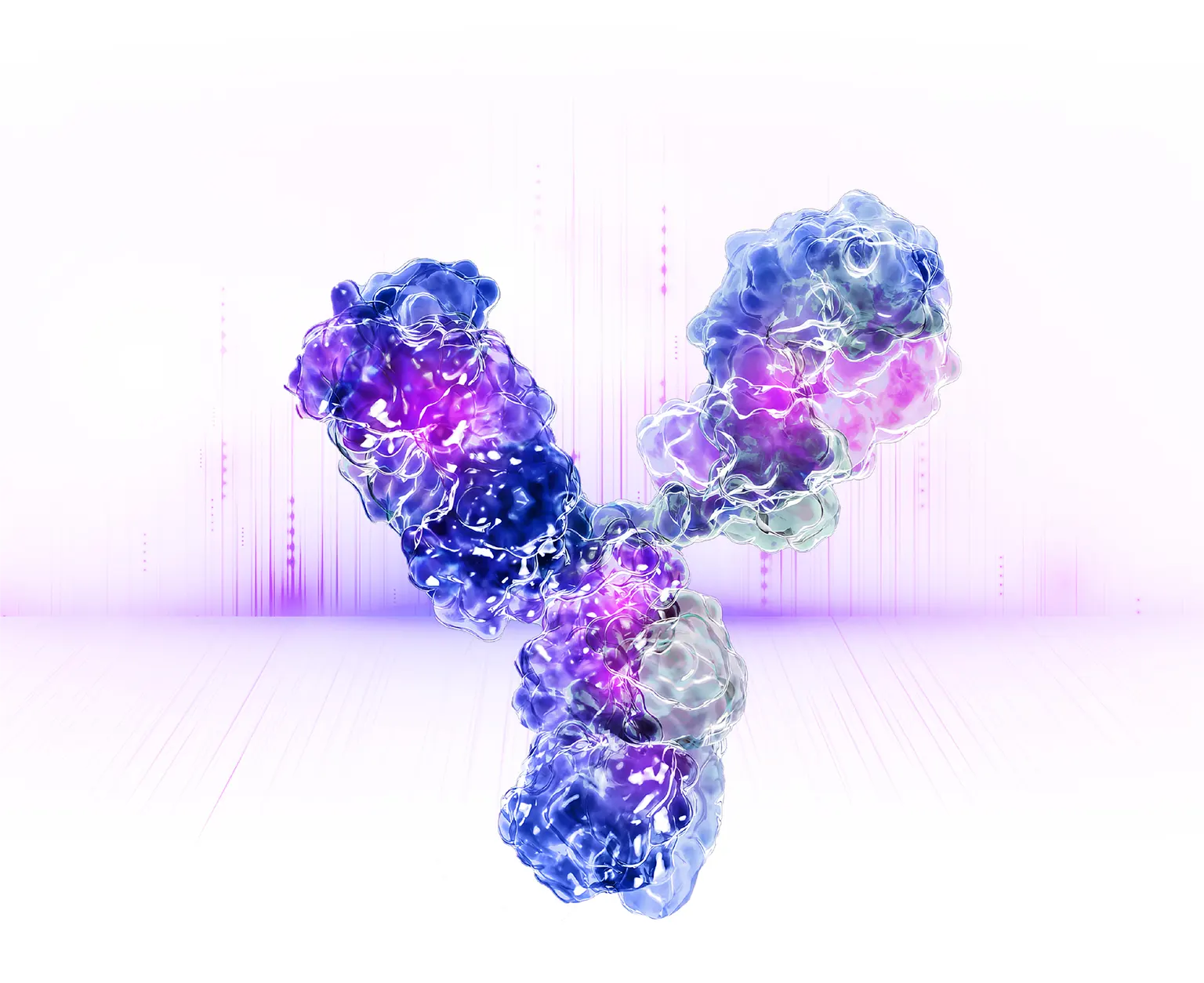 Artist’s 3D interpretation of an antibody-based therapy developed to address an evolving viral threat